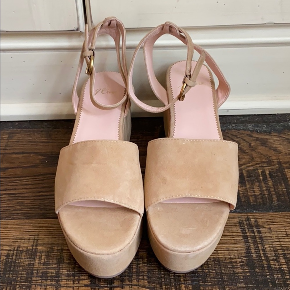 J. Crew Suede Platform ankle-strap sandals AK038